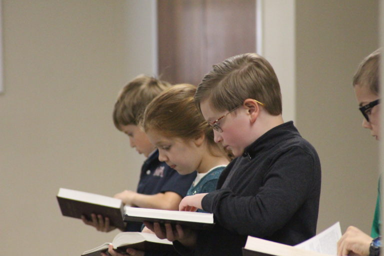 Children participating in Bible Drill