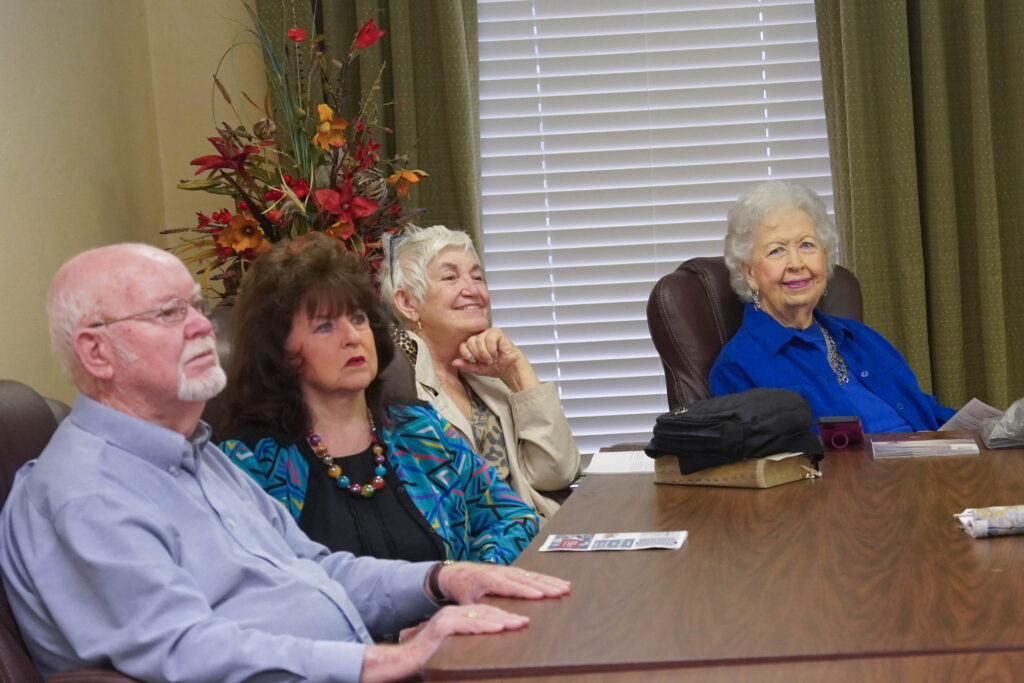 Senior adults sit in their Sunday School Class